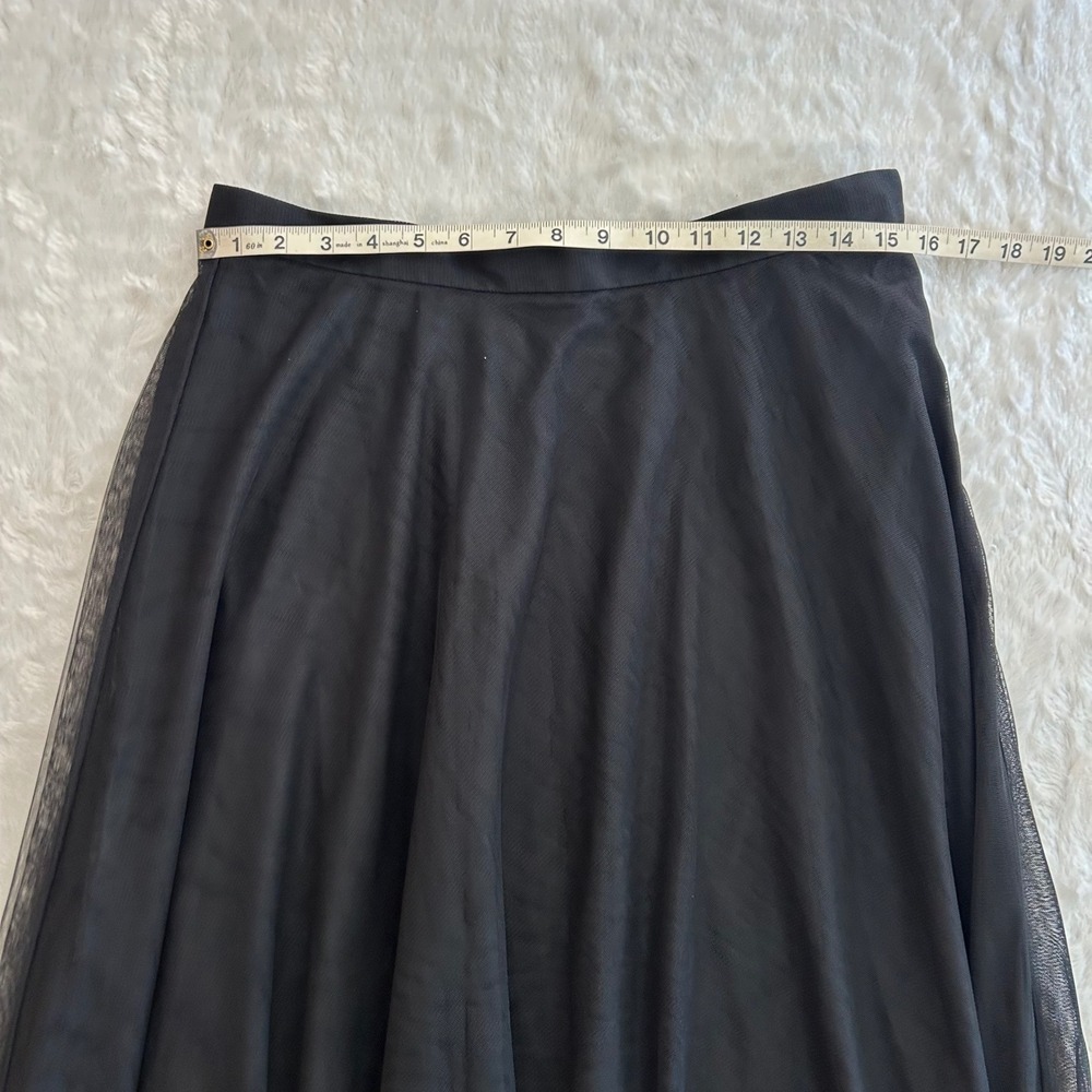 Adrianna Papell Black Mesh Tulle Maxi Skirt Black Size 14 Whimsigoth Formal EUC - Picture 3 of 5